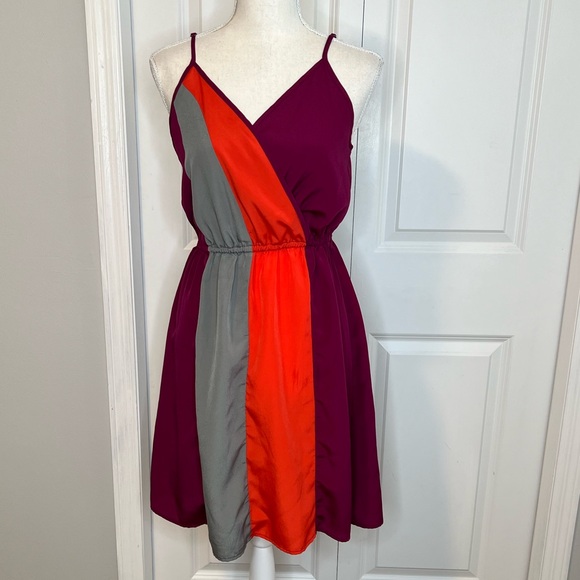 Mossimo Supply Co. Dresses & Skirts - Mossimo Purple Orange Grey Colorblock Spaghetti Strap Dress Small 2012 Target